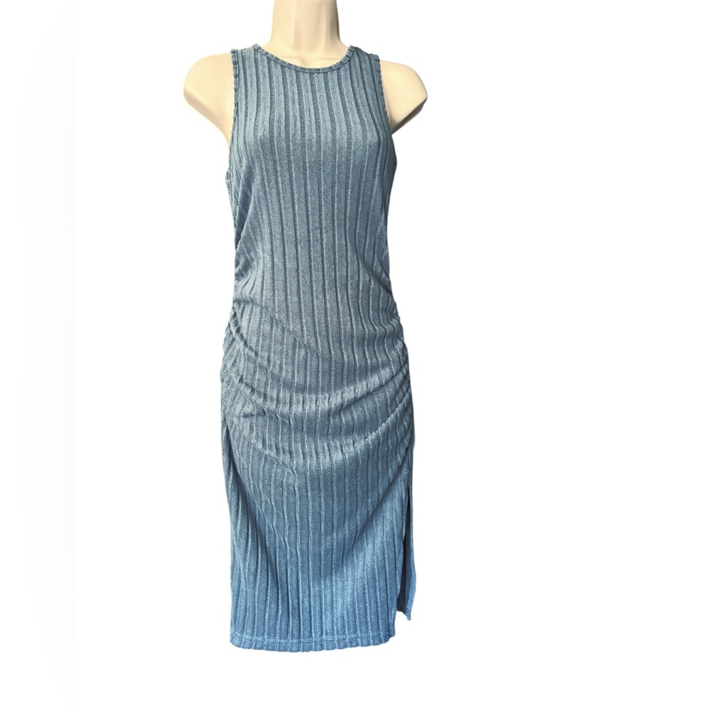SHEIN Ribbed Teal Midi Dress